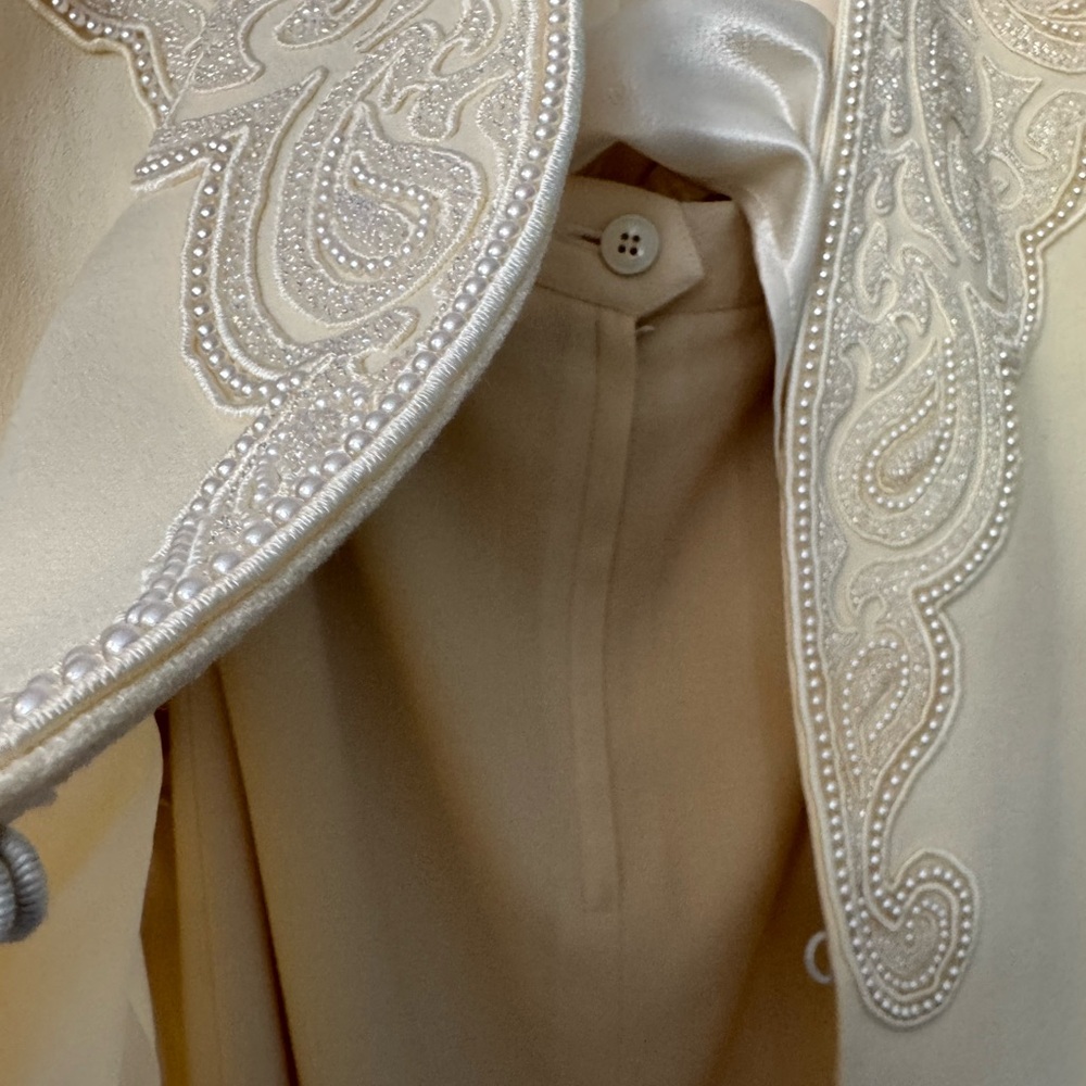 Vintage Nolan Miller Cream Embellished Skirt Suit - Size 12